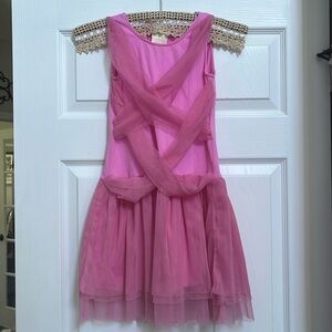 Lemon Loves Lime girls pink tulle spring summer dress sz 7